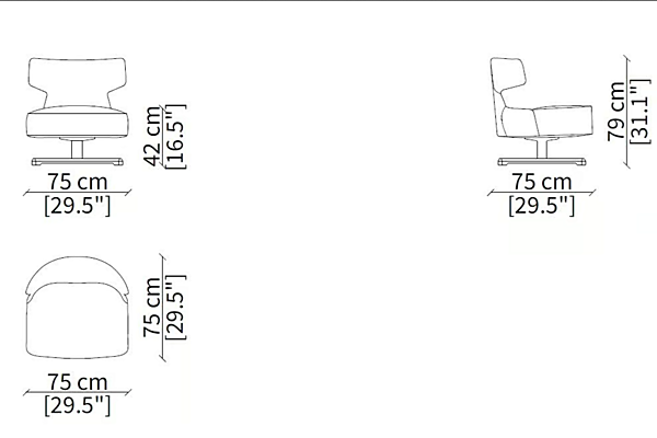 Fauteuil pivotant en tissu Argo Frigerio usine Frigerio de l'Italie. Foto №10