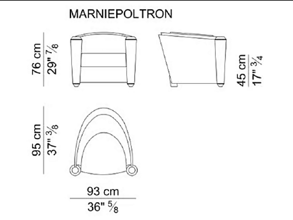Fauteuil en cuir et tissu avec accoudoirs Marnie I 4 Mariani usine i 4 Mariani de l'Italie. Foto №4
