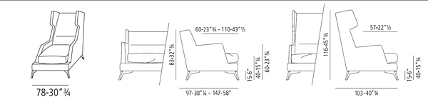 Fauteuil haut en tissu ou cuir VIBIEFFE 680 Class avec dossier rembourré usine VIBIEFFE de l'Italie. Foto №4