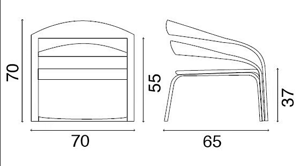 Fauteuil en cuir tanné avec accoudoirs Fettuccini W FASEM FETTUCCINI W usine FASEM de l'Italie. Foto №7