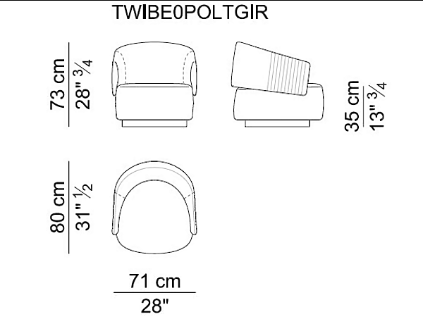 Fauteuil en tissu et cuir avec accoudoirs TWIBE I 4 Mariani usine i 4 Mariani de l'Italie. Foto №7