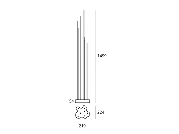 Lampe sur pied en méthacrylate Reeds Artemide T087500, T087800, T087400, T087700 usine Artemide de l'Italie. Foto №13