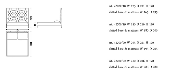 Lit double avec tête de lit rembourrée en tissu Ivette OPERA CONTEMPORARY ANGELO CAPPELLINI usine OPERA CONTEMPORARY de l'Italie. Foto №7