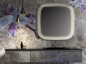 Miroir de salle de bain carré avec éclairage intégré ARTELINEA RI TARTTI TRA, TRC
