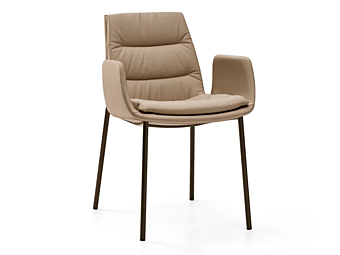 Chaise en cuir rembourrée avec accoudoirs Eforma Lady usine Eforma de l'Italie