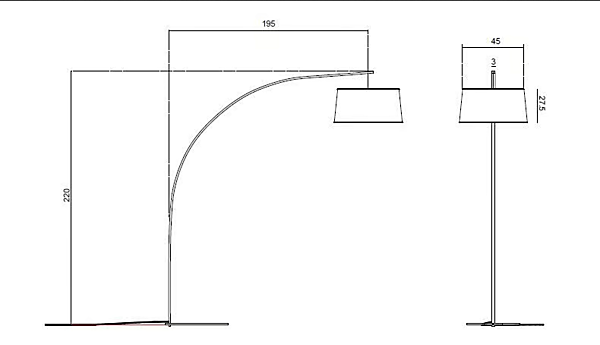 Lampe arc en tissu et métal Egoitaliano collection Thai usine Egoitaliano de l'Italie. Foto №3