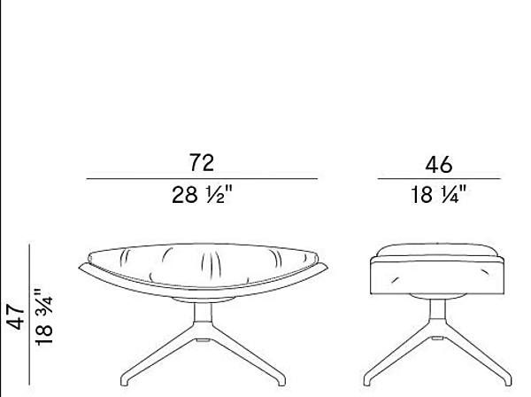 Pouf en cuir rembourré pivotant Potocco Cut 910 PPG 910/PPG usine POTOCCO de l'Italie. Foto №3