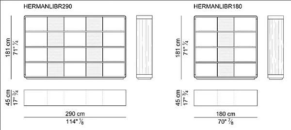 Bibliothèque en bois autoportante Herman I 4 Mariani usine i 4 Mariani de l'Italie. Foto №12
