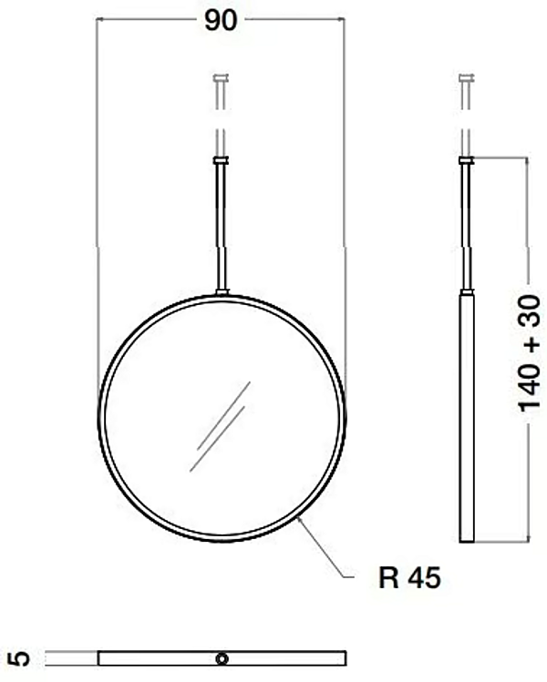 Miroir rond suspendu avec cadre en métal Blue Moon CPRN HOMOOD B114 usine CPRN HOMOOD de l'Italie. Foto №3