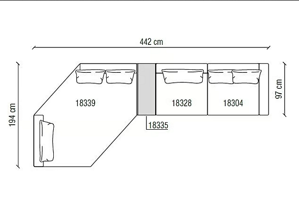 Canapé d'angle modulable en tissu Horizon Frigerio usine Frigerio de l'Italie. Foto №12