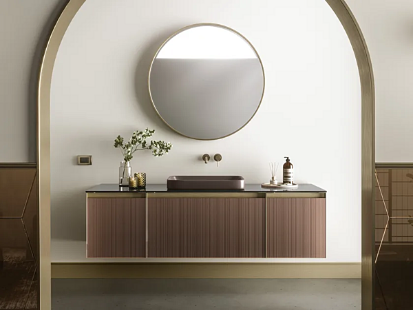 Meuble de salle de bain modulaire en verre peint et gravé ARTELINEA AL609 usine ARTELINEA de l'Italie. Foto №1