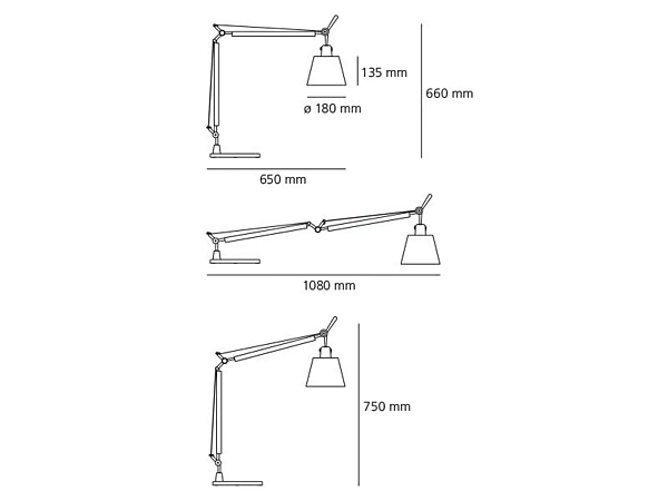 Lampe de table LED ajustable avec bras articulé Artemide Tolomeo Basculante 0947010A, 0947020A usine Artemide de l'Italie. Foto №2