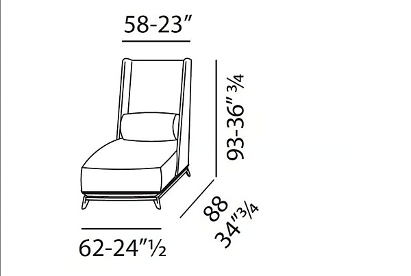 Fauteuil haut rembourré en cuir ou tissu VIBIEFFE OPERA 430 usine VIBIEFFE de l'Italie. Foto №4