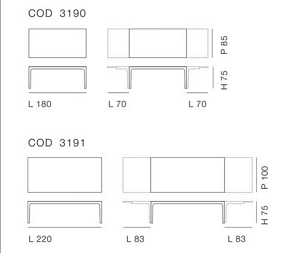 Table rectangulaire extensible en Fenix NTM BROSS Amalong 3190/3191 usine BROSS de l'Italie. Foto №10