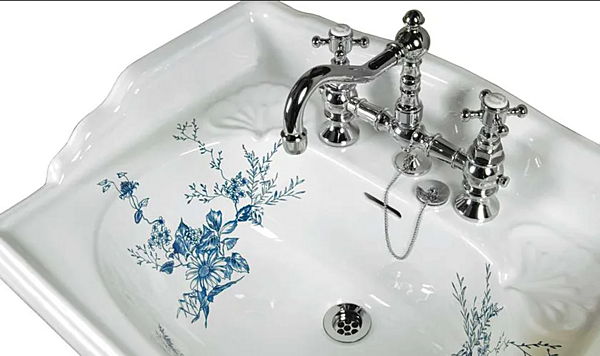 Lavabo sur pied en porcelaine bleu victorien Gentry Home usine Gentry Home de l'Italie. Foto №2