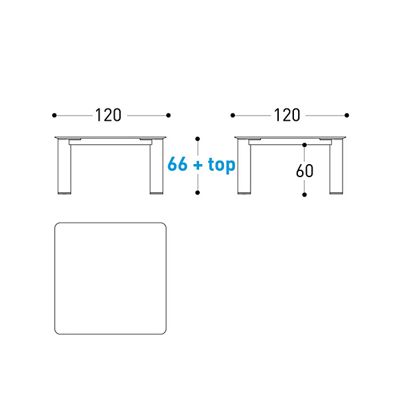 Table de jardin carrée en aluminium et bois Plinto bas VARASCHIN 24680L, 24682 usine VARASCHIN de l'Italie. Foto №5