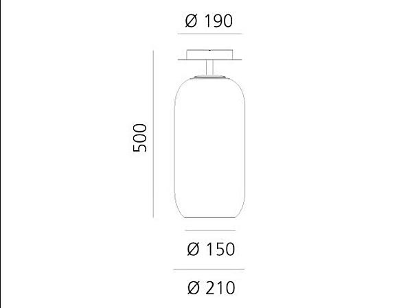 Lampe de plafond en verre soufflé LED Gople Artemide usine Artemide de l'Italie. Foto №3