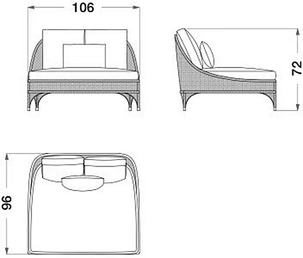 Fauteuil de jardin en bois et tissu avec accoudoirs CPRN HOMOOD OD1035, OD1036 usine CPRN HOMOOD de l'Italie. Foto №3