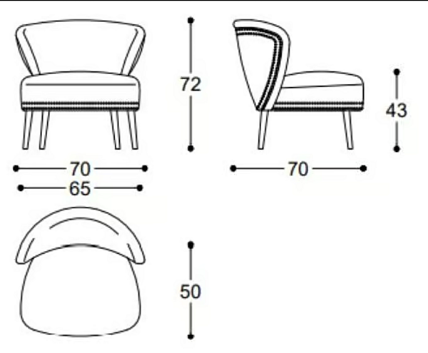 Fauteuil en cuir Cloe Black Tie CLO10S usine Black Tie de l'Italie. Foto №5