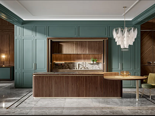 Cuisine en noyer sur mesure avec îlot Old Line Glamour 2 0 usine Oldline de l'Italie. Foto №1
