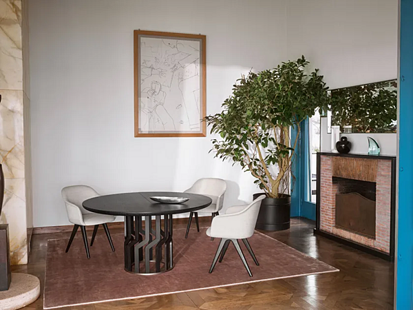 Table ronde extensible en bois Intreccio 950 Potocco 950/TC1 usine POTOCCO de l'Italie. Foto №2