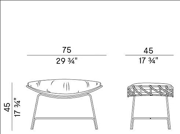 Pouf de jardin rectangulaire en tissu tissé Potocco Cut 910 PPR 910/PPR usine POTOCCO de l'Italie. Foto №5