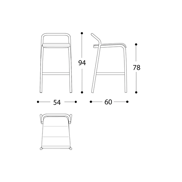 Tabouret de jardin haut empilable en aluminium Noss VARASCHIN 24550/B, 24551/B, 24552/B, 24553/B usine VARASCHIN de l'Italie. Foto №11