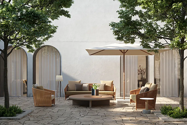 Fauteuil de jardin rembourré en tissu avec accoudoirs KETTAL Bitta Lounge #7020045001 usine KETTAL de l'Italie. Foto №6