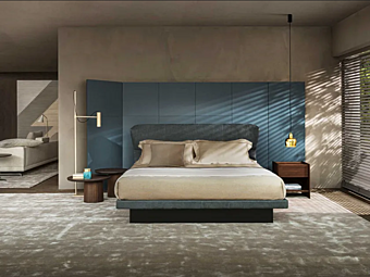 Lit double en tissu avec tête de lit rembourrée Molteni & C Azul usine Molteni & C.(+VITRA) de l'Italie