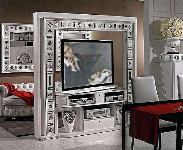 Support TV-HI-FI VISMARA Revolving Home Cinema-Glass Eyes usine VISMARA de l'Italie. Foto №1