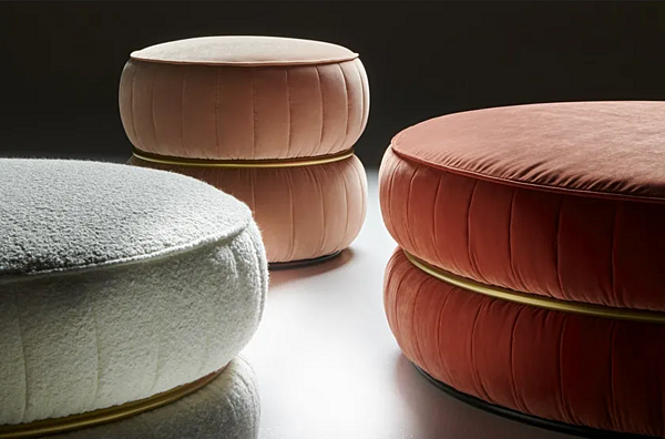 Pouf rond en tissu Lillo Black Tie LIL80 usine Black Tie de l'Italie. Foto №4