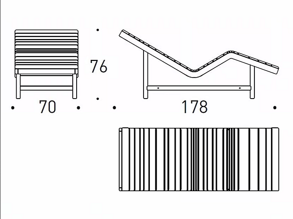 Transat en teck avec dossier rembourré VARASCHIN Barcode 2181E usine VARASCHIN de l'Italie. Foto №6