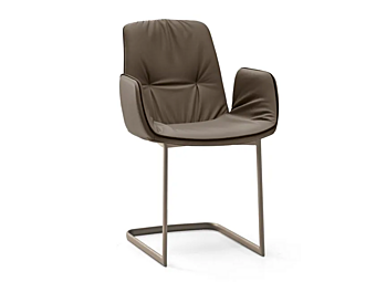 Chaise cantilever en cuir rembourré avec accoudoirs Eforma Lisa Chaise cantilever en cuir rembourré avec accoudoirs Eforma Lisa usine Eforma de l'Italie