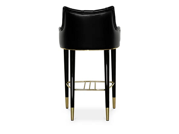 Tabouret en cuir rembourré avec dossier prune BRABBU usine BRABBU de l'Italie. Foto №4