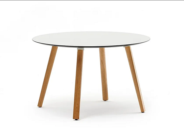 Table basse ronde en iroko Emma VARASCHIN 23670, 23671, 23672, 23673 usine VARASCHIN de l'Italie. Foto №1