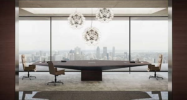 Table de réunion octogonale en bois avec gestion des câbles I 4 Mariani Euclideo usine i 4 Mariani de l'Italie. Foto №3