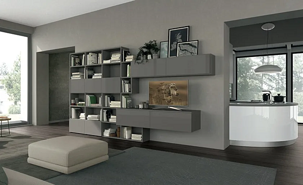 Cuisine équipée avec péninsule en bois LUBE CUCINE collection Clover 01 usine LUBE CUCINE de l'Italie. Foto №6