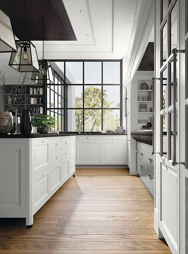 Cuisine contemporaine équipée avec îlot et poignées Bellagio MARCHI GROUP usine MARCHI CUCINE de l'Italie. Foto №3