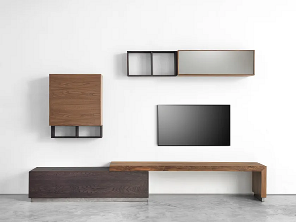 Mur de rangement modulaire en bois ARTE BROTTO GEO 03 usine Arte Brotto de l'Italie. Foto №1