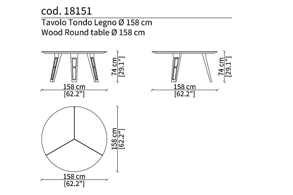 Table ronde en bois et verre Axel Frigerio usine Frigerio de l'Italie. Foto №5