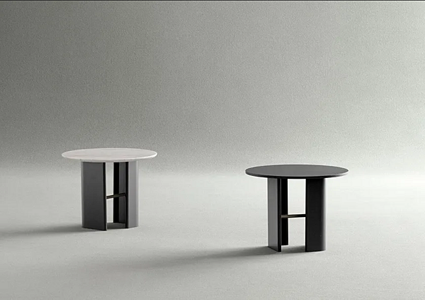 Table basse ronde en acier avec plateau en marbre Potocco Double L 952 TC 952/TC usine POTOCCO de l'Italie. Foto №4