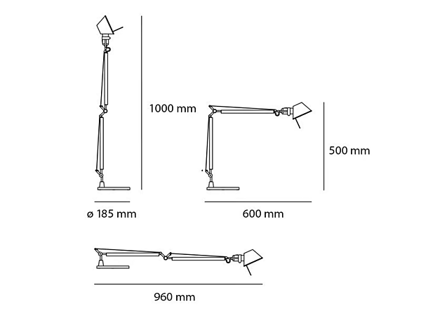 Lampe de bureau en aluminium avec bras articulé Artemide Tolomeo Midi A0151W00, A015100 usine Artemide de l'Italie. Foto №3