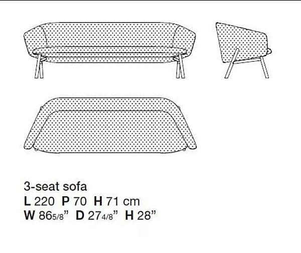 Canapé de jardin en tissu Sunbrella Kristalia Tuile usine Kristalia de l'Italie. Foto №12