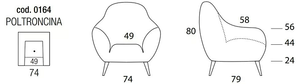 Fauteuil en tissu technique avec accoudoirs Egoitaliano Bebop usine Egoitaliano de l'Italie. Foto №8