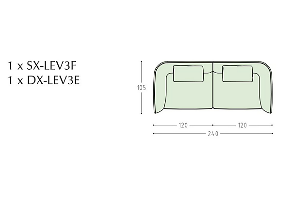 Canapé modulable en tissu avec housse amovible Black Tie Levante usine Black Tie de l'Italie. Foto №3