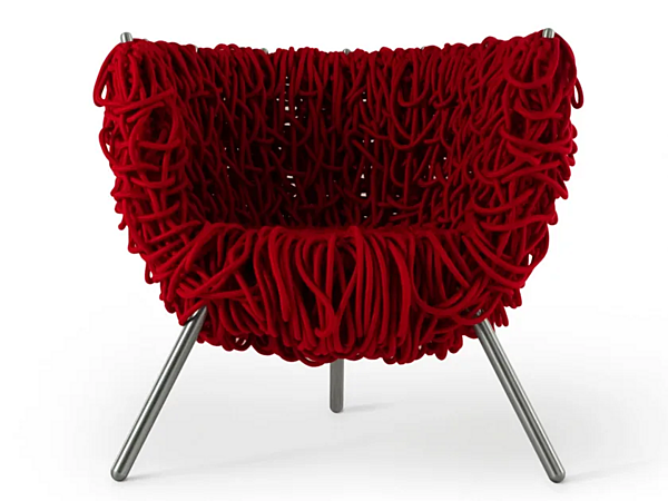 Fauteuil en tissu avec accoudoirs Edra Vermelha CTV010 usine EDRA de l'Italie. Foto №1