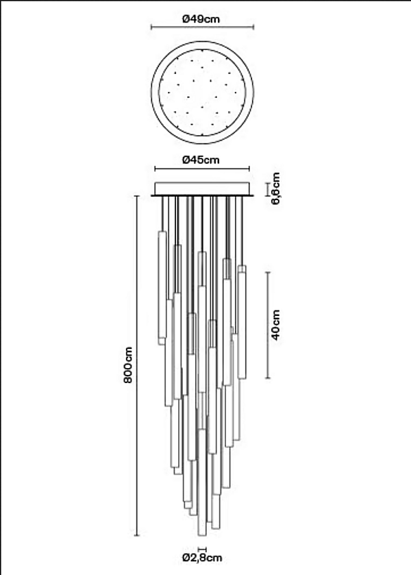Suspension en verre borosilicaté multispot Fabbian Tooby usine Fabbian de l'Italie. Foto №15