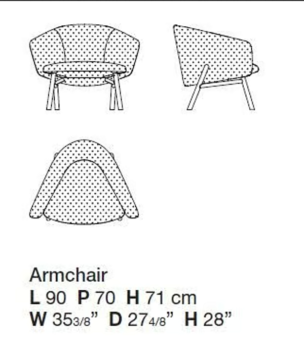 Fauteuil de jardin avec accoudoirs en Sunbrella Kristalia Tuile usine Kristalia de l'Italie. Foto №7