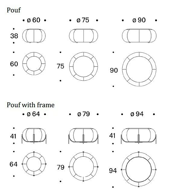Pouf rond en tissu avec housse amovible Geo Saba usine SABA de l'Italie. Foto №6
