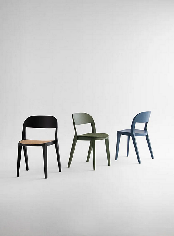 Chaise empilable en bois et paille de Vienne Minima 949 C Potocco 949/C usine POTOCCO de l'Italie. Foto №7